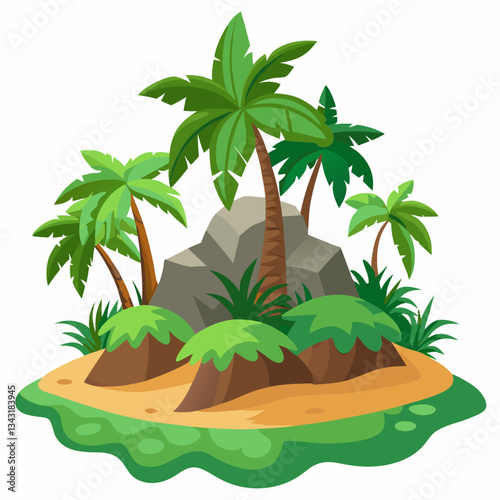 remote island with dense tropical vegetation 