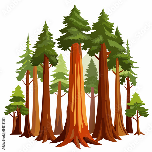 tall redwood forest with massive tree trunks