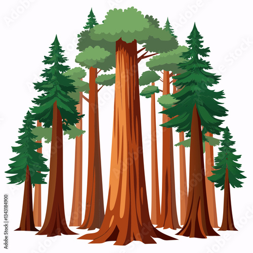 tall redwood forest with massive tree trunks