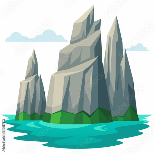 jagged limestone cliffs rising from the sea