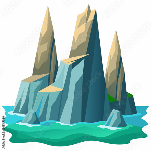 jagged limestone cliffs rising from the sea