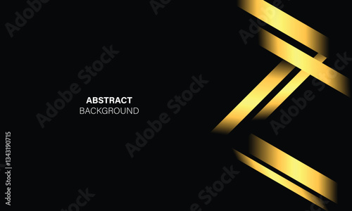 Abstract black background with creative shape element gold gradient shadow glow vector design.