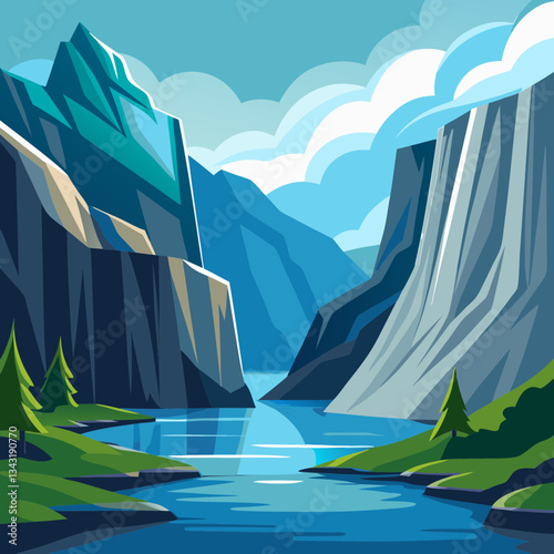majestic fjord with steep rock walls
