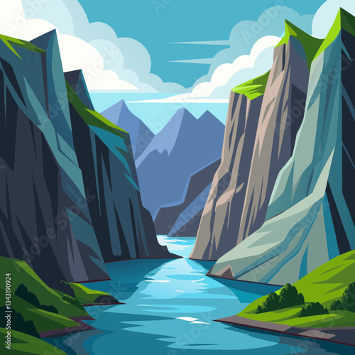 majestic fjord with steep rock walls