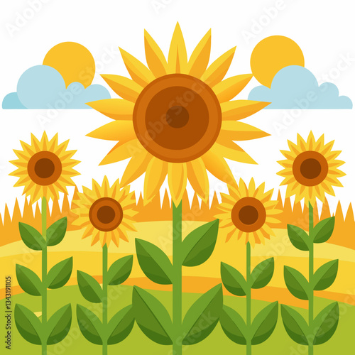 vast sunflower field facing the sun 