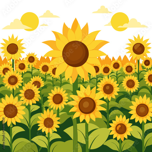 vast sunflower field facing the sun 