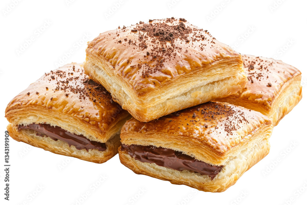 Stack of chocolate covered pastries, isolated Stack of chocolate covered pastries, isolated