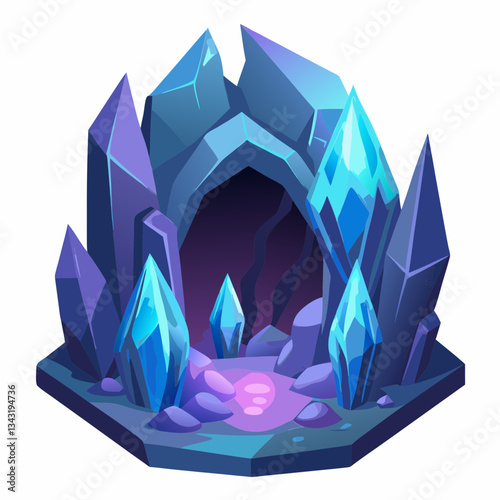 sparkling cave with glowing crystal formations