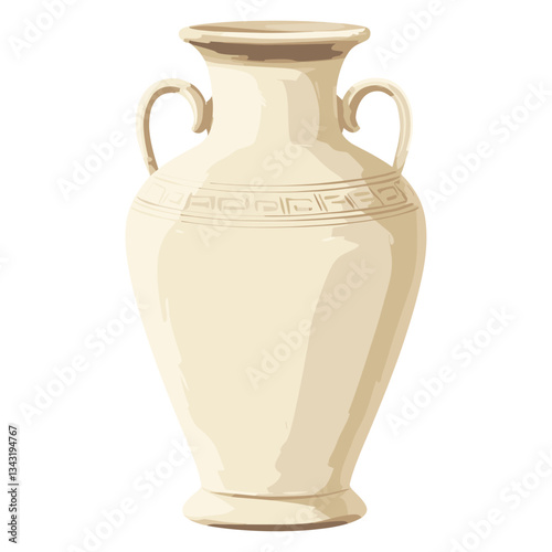 Classic cream greek vase illustration pottery urn vector
