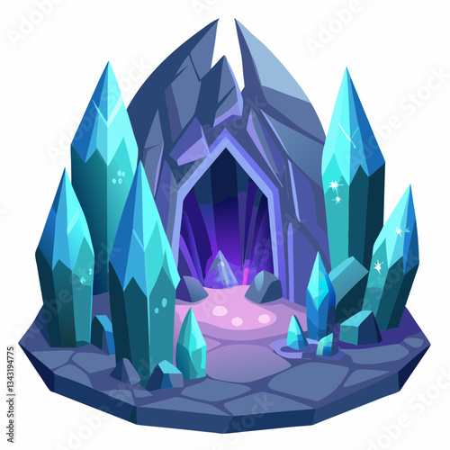 sparkling cave with glowing crystal formations
