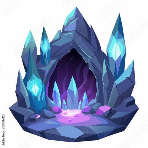 sparkling cave with glowing crystal formations