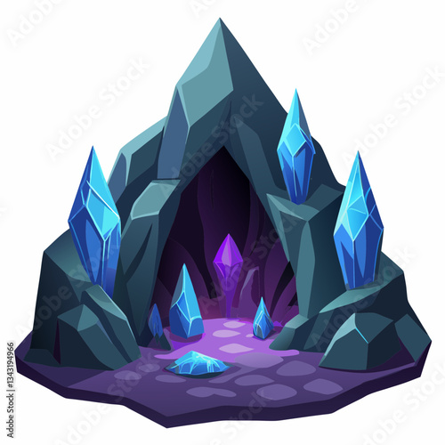 sparkling cave with glowing crystal formations