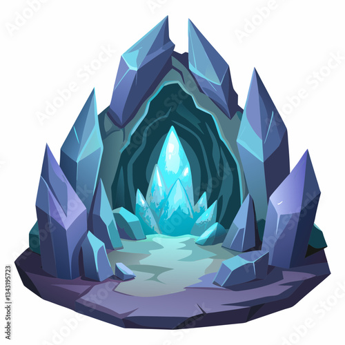 sparkling cave with glowing crystal formations
