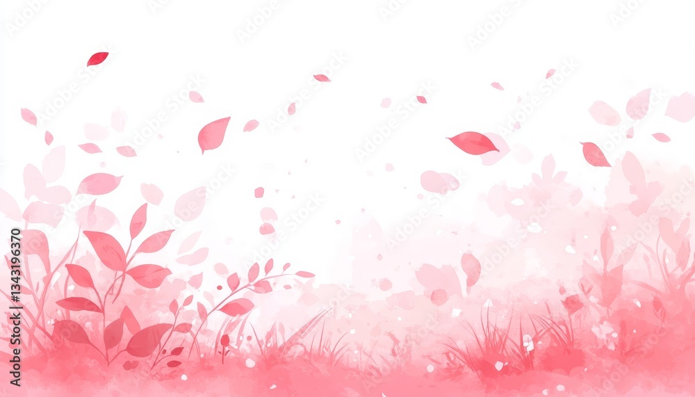 Abstract Watercolor Background with Light Pink Tones, Botanicals, Meadow, Nature Illustration Abstract Watercolor Background with Light Pink Tones, Botanicals, Meadow, Nature Illustration