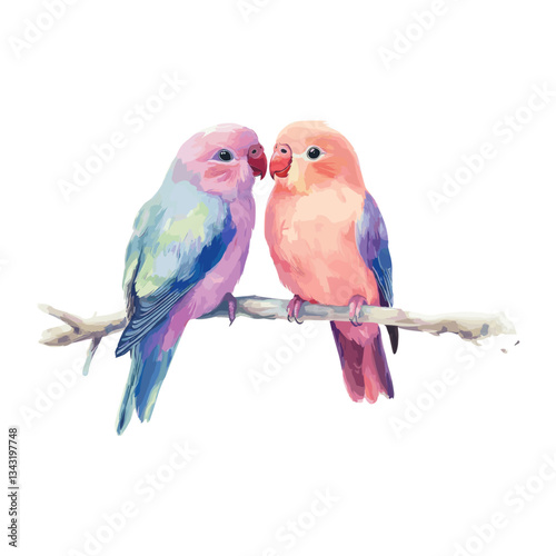Love bird birds illustration pastel vector