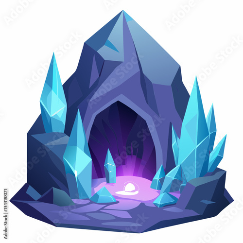 sparkling cave with glowing crystal formations