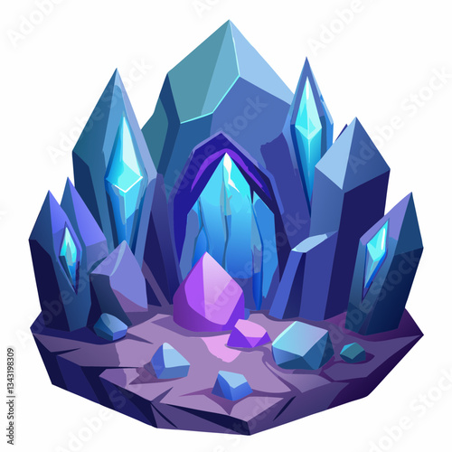 sparkling cave with glowing crystal formations