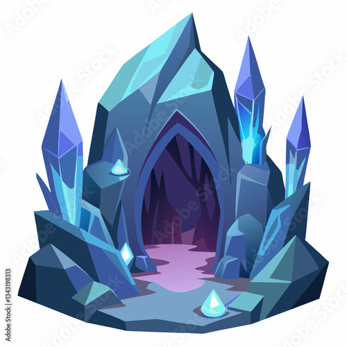 sparkling cave with glowing crystal formations