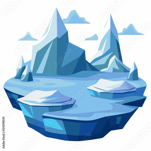 remote arctic landscape with drifting icebergs