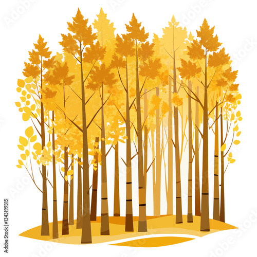 golden aspen grove with quivering leaves