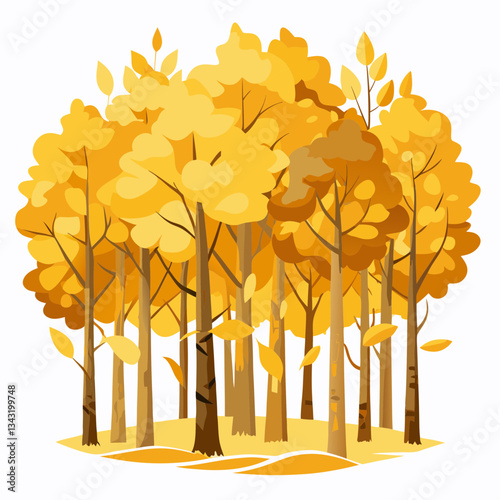 golden aspen grove with quivering leaves