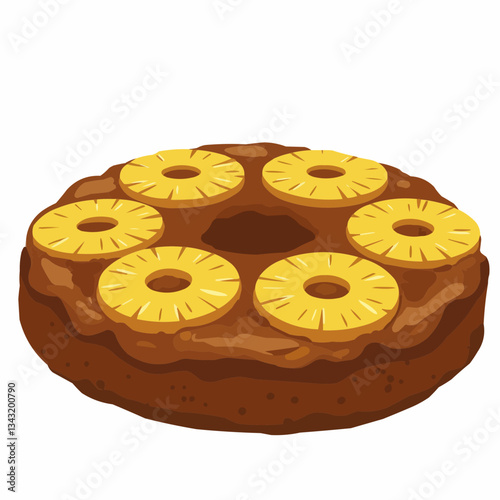 Freshly Baked Pineapple Donuts on a White Background with Sprinkles