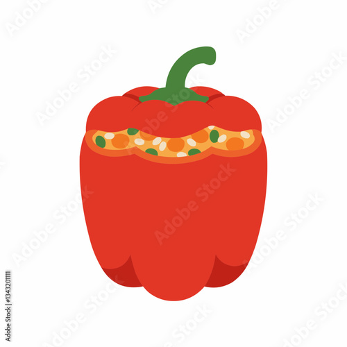 Colorful sliced red bell pepper showcasing seeds and texture