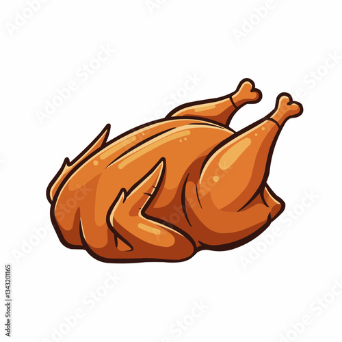 Cartoon illustration of a roasted chicken on a white background