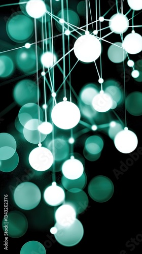 Obraz na płótnie Abstract network of connected circles, teal background. Potential use for technology, connection, or abstract concepts w salonie