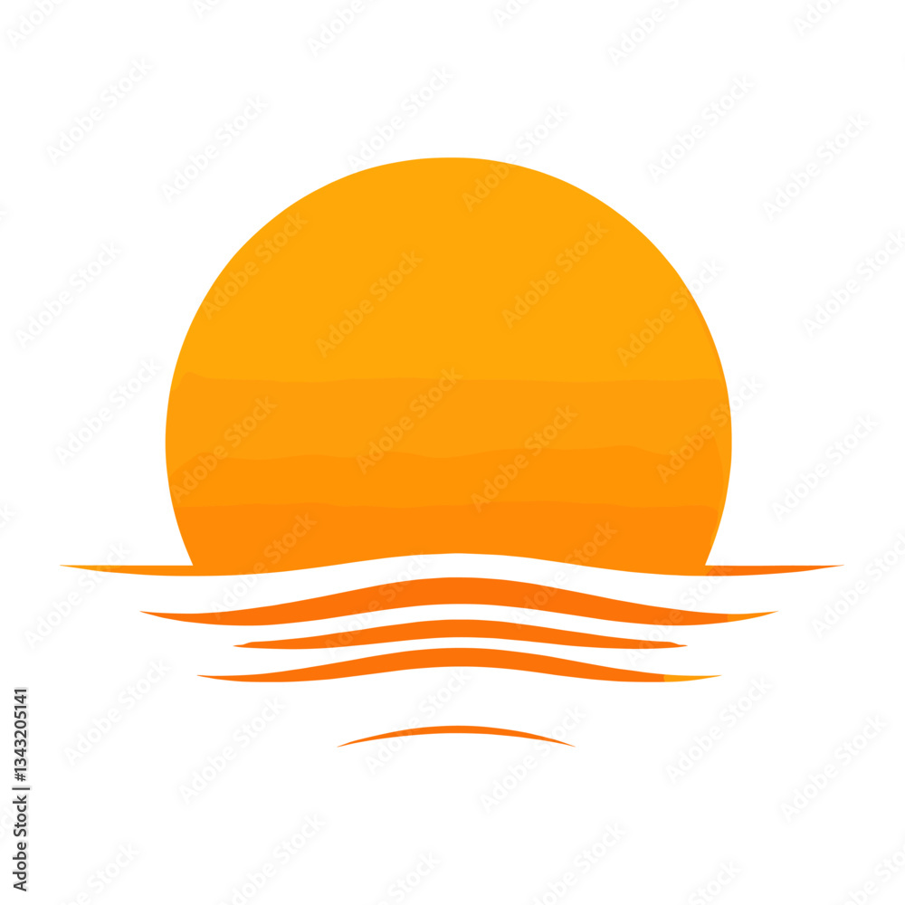 Simple orange sun icon illustration nature design vector