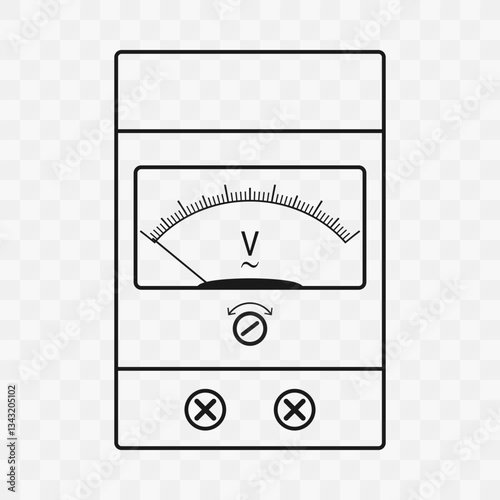 Obraz na płótnie Analog voltmeter with a pointer. Minimalist line art style vector illustration on a checkered background w salonie