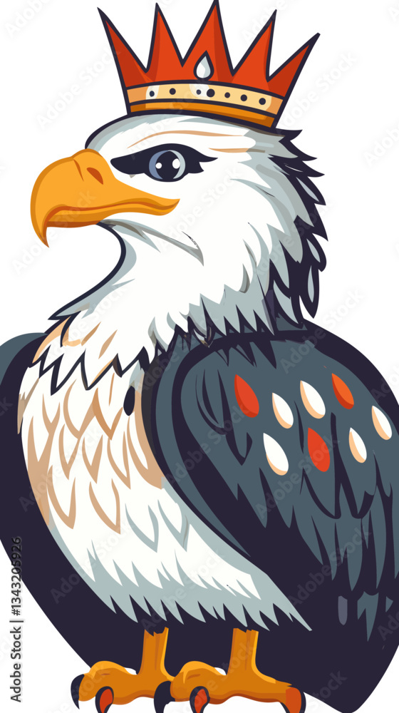 Obraz premium Majestic Eagle with Royal Crown in Flat Minimalist Vector Art Style