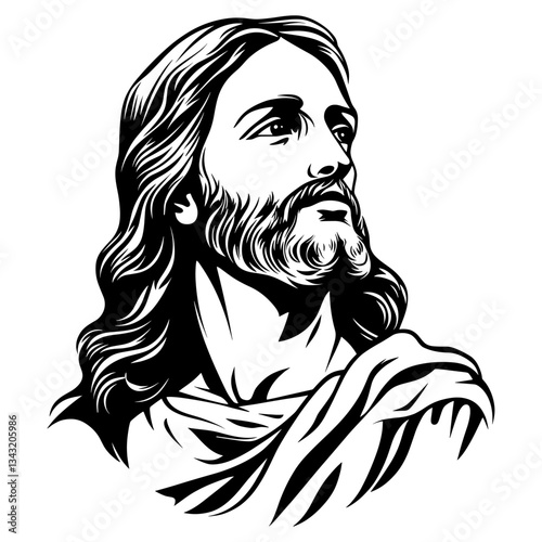 Jesus art illustration black vector
