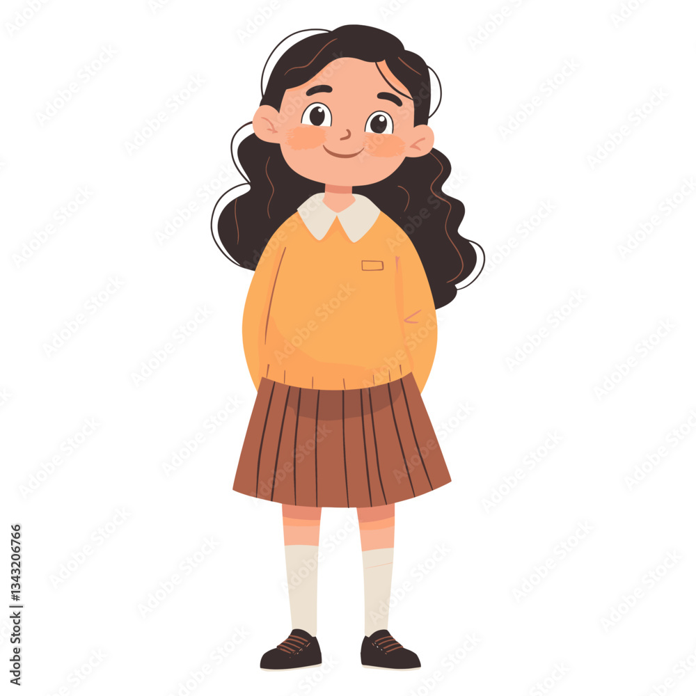 6 years old girl cartoon illustration smiling vector 6 years old girl cartoon illustration smiling vector