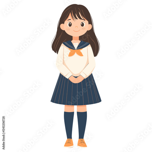 6 years old girl cartoon illustration uniform vector