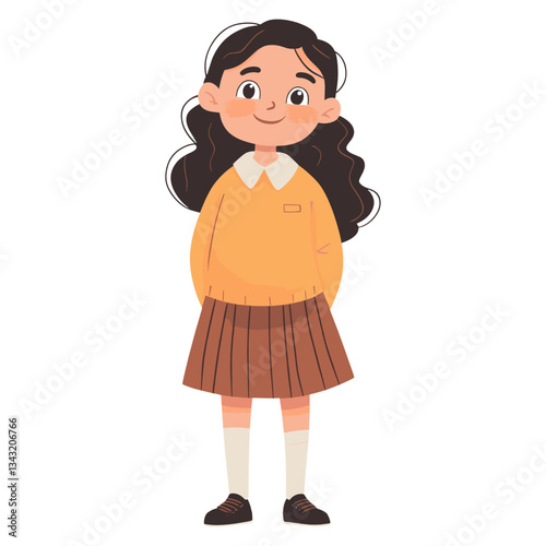 6 years old girl cartoon illustration smiling vector