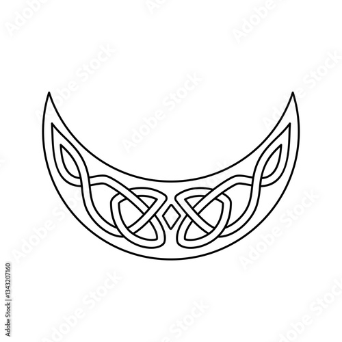 Lunar amulet vector line art illustration with celtic connections decoration