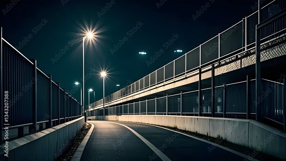 Obraz premium a bridge that is deserted at night