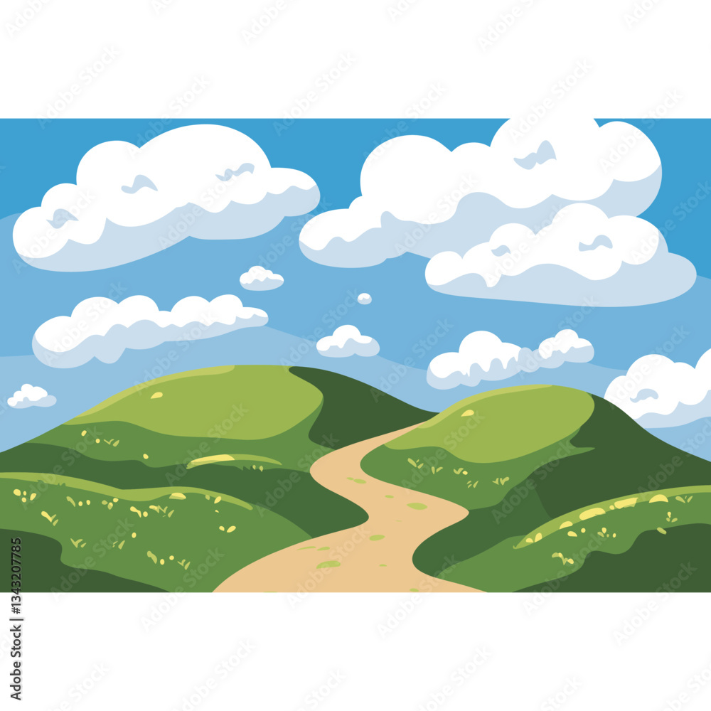 Obraz premium Landscape clouds hills sky vector