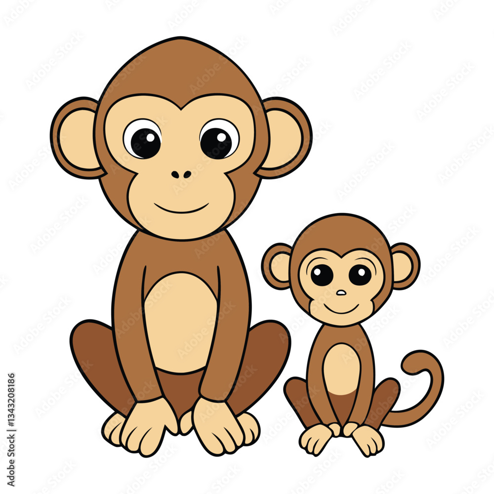Obraz premium A heartwarming scene of a mother monkey gently cradling her baby, symbolizing love, care, and bond. Their connection radiates warmth, tenderness, and the beauty of family.