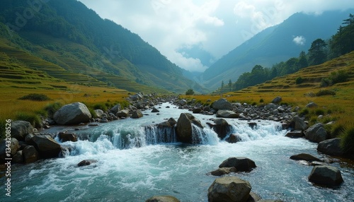 Clear streams between terraced valleys