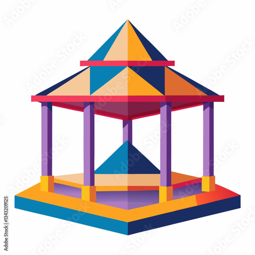 abstract geometric pavilion with open spaces