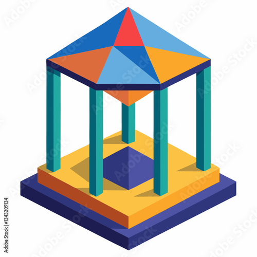 abstract geometric pavilion with open spaces