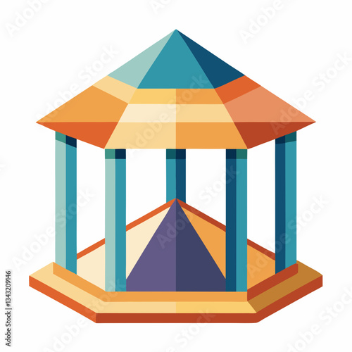 abstract geometric pavilion with open spaces