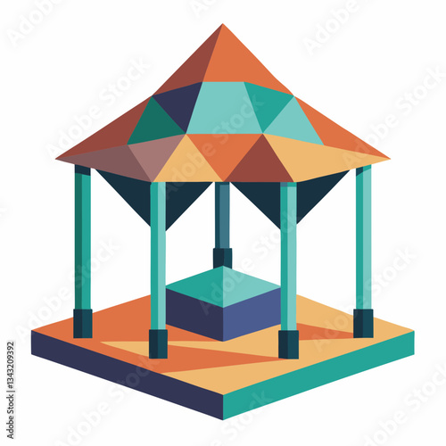 abstract geometric pavilion with open spaces