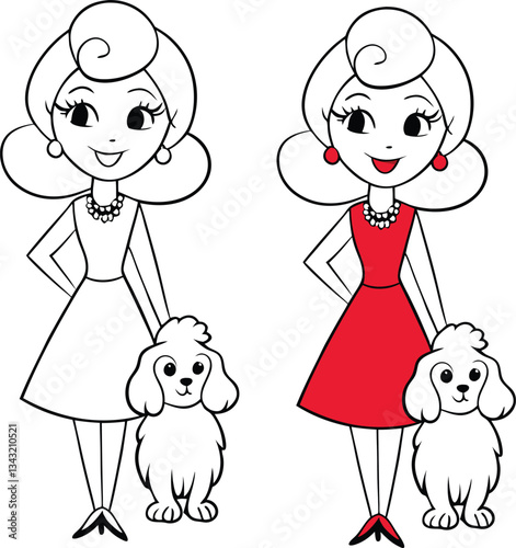 An elegant girl in a chic outfit, holding her fashionable little puppy. Stylish and graceful, this duo embodies charm, sophistication, and a love for trendy accessories.