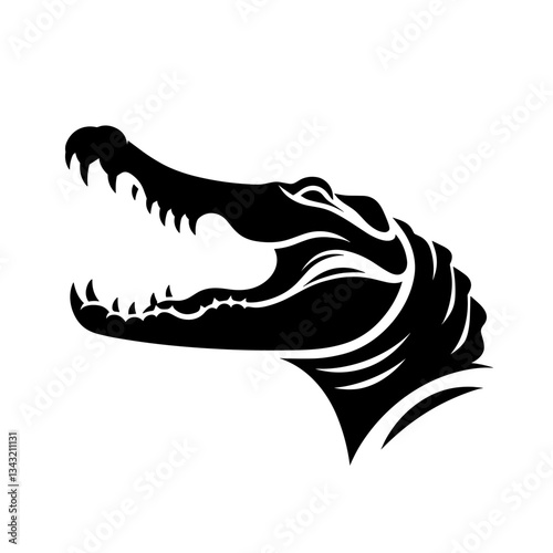 Crocodile head with open jaws silhouette