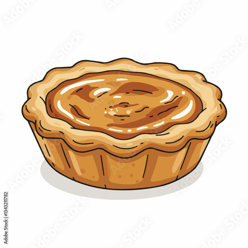 Delicious golden-brown pie with a flaky crust on a simple background