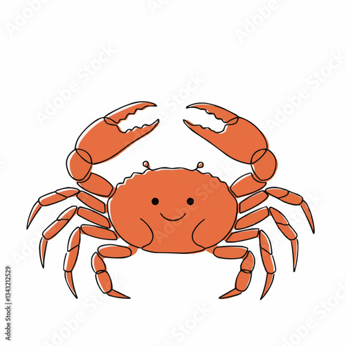 Cartoon crab with raised claws against a plain background, playful vibe