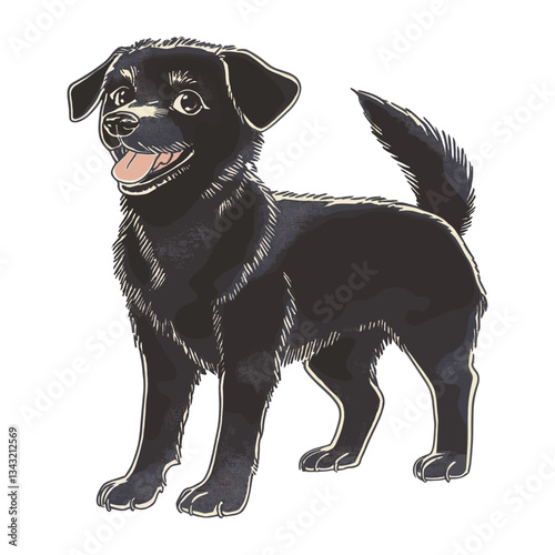 Black dog illustration cartoon animal vector
